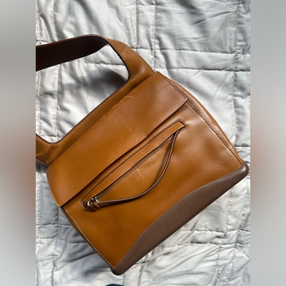 PRADA Cognac Brown Saddle/Crossbody Leather Bag